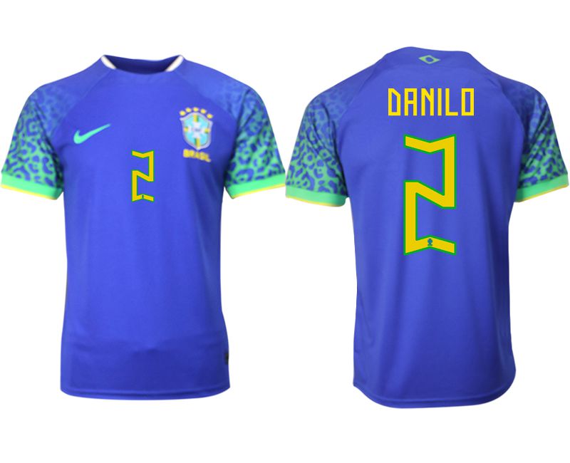 Men 2022 World Cup National Team Brazil away aaa version blue 2 Soccer Jersey